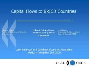Capital Flows to BRICs Countries Miguel A Canela