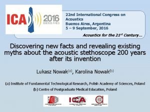 22 nd International Congress on Acoustics Buenos Aires