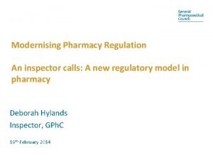 Pharmacy regulation