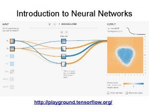 Introduction to Neural Networks http playground tensorflow org