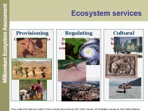 Ecosystem services Provisioning Regulating Cultural Goods produced or