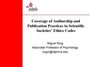 Coverage of Authorship and Publication Practices in Scientific