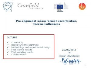 Prealignment measurement uncertainties thermal influences OUTLINE Uncertainty Background