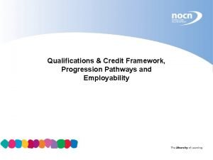 Qualifications Credit Framework Progression Pathways and Employability What