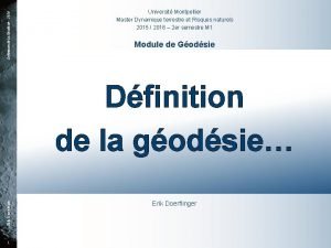 Dfinition de la Godsie 2016 Universit Montpellier Master