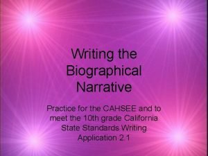 Biographical narrative essay