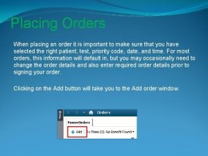 Placing an order