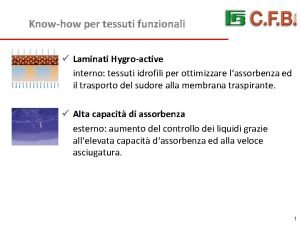 Knowhow per tessuti funzionali Laminati Hygroactive interno tessuti