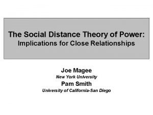 Social distance theory of power