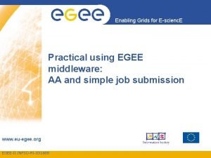 Enabling Grids for Escienc E Practical using EGEE