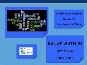 Rsolutions et rponses preuve n 1 Inter degrs