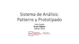 Sistema de Anlisis Patterns y Prototipado Llus Codina