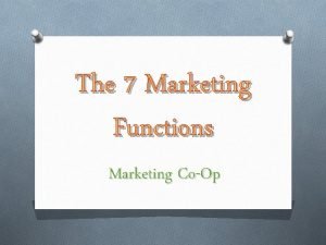 Financing marketing function