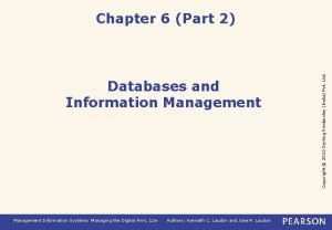 Databases and Information Management Information Systems Managing the
