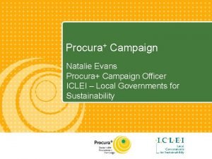 Procura Campaign Natalie Evans Procura Campaign Officer ICLEI