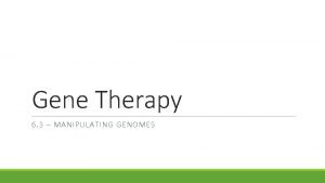 Gene Therapy 6 3 MANIPULATING GENOMES Starter Comparing