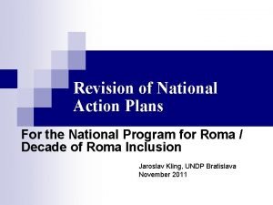 Revision of National Action Plans For the National