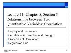 Lecture 11 Chapter 5 Section 3 Relationships between