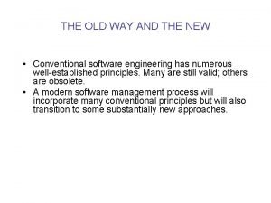 Principles of conventional software engineering