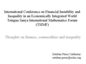 International Conference on Financial Instability and Inequality in