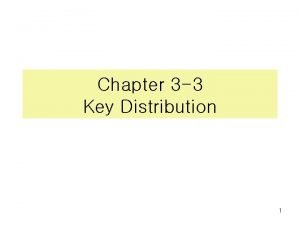 Chapter 3 3 Key Distribution 1 Key Management