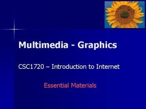 Multimedia Graphics CSC 1720 Introduction to Internet Essential