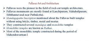 Art and architecture of pallavas