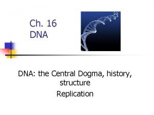 Ch 16 DNA the Central Dogma history structure