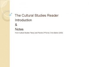 The cultural studies reader