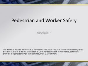 Pedestrian and Worker Safety Module 5 This training
