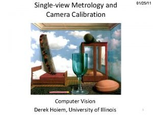 Singleview Metrology and Camera Calibration Computer Vision Derek