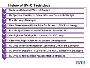 History of UVC Technology 1870 Studies on Batericidal