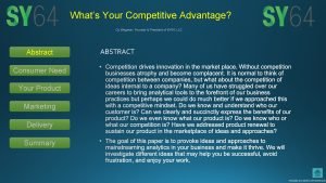 Whats Your Competitive Advantage Cy Wegman Founder President