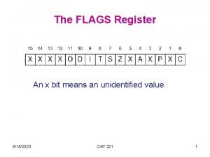 The FLAGS Register An x bit means an