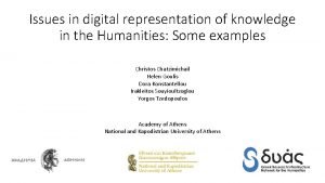 Issues in digital representation of knowledge in the