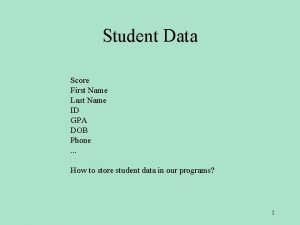 Student Data Score First Name Last Name ID
