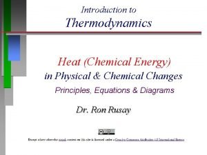 Introduction to Thermodynamics Heat Chemical Energy in Physical