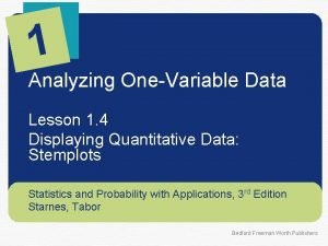 1 Analyzing OneVariable Data Lesson 1 4 Displaying