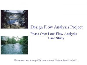 Design Flow Analysis Project Phase One LowFlow Analysis