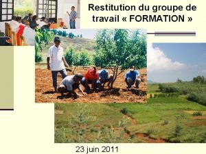 Restitution du groupe de travail FORMATION 23 juin