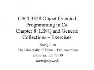 CSCI 3328 Object Oriented Programming in C Chapter