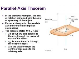 ParallelAxis Theorem l l l In the previous