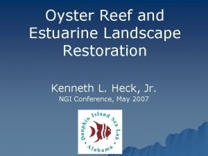 Oyster Reef and Estuarine Landscape Restoration Kenneth L