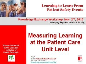 Learn from patient safety events