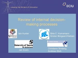 Review of internal decisionmaking processes Iain Hunter Jan