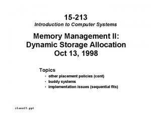 15 213 Introduction to Computer Systems Memory Management