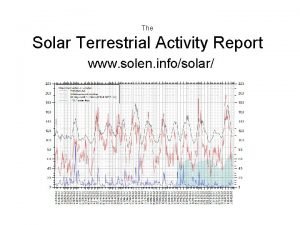 Solar terrestrial activity report