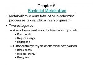 Chapter 5 Bacterial Metabolism Metabolism is sum total