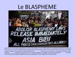 Le BLASPHEME Asia BIBI est une chrtienne pakistanaise