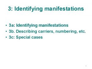 3 Identifying manifestations 3 a Identifying manifestations 3